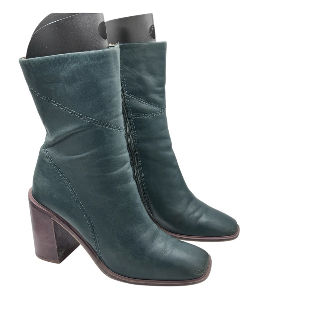 Franco Sarto Teal Stevie Leather Heeled Boots